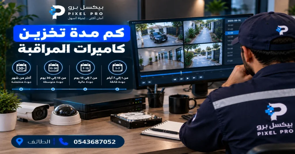 كم مدة تخزين كاميرات المراقبة